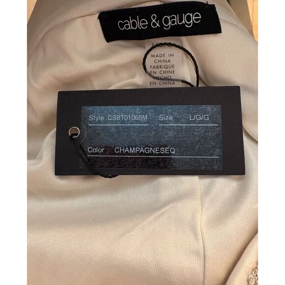 Cable & Gauge L Metallic Champagne Sequin Stretch Waist Pockets Pull- On Joggers - Picture 7 of 7